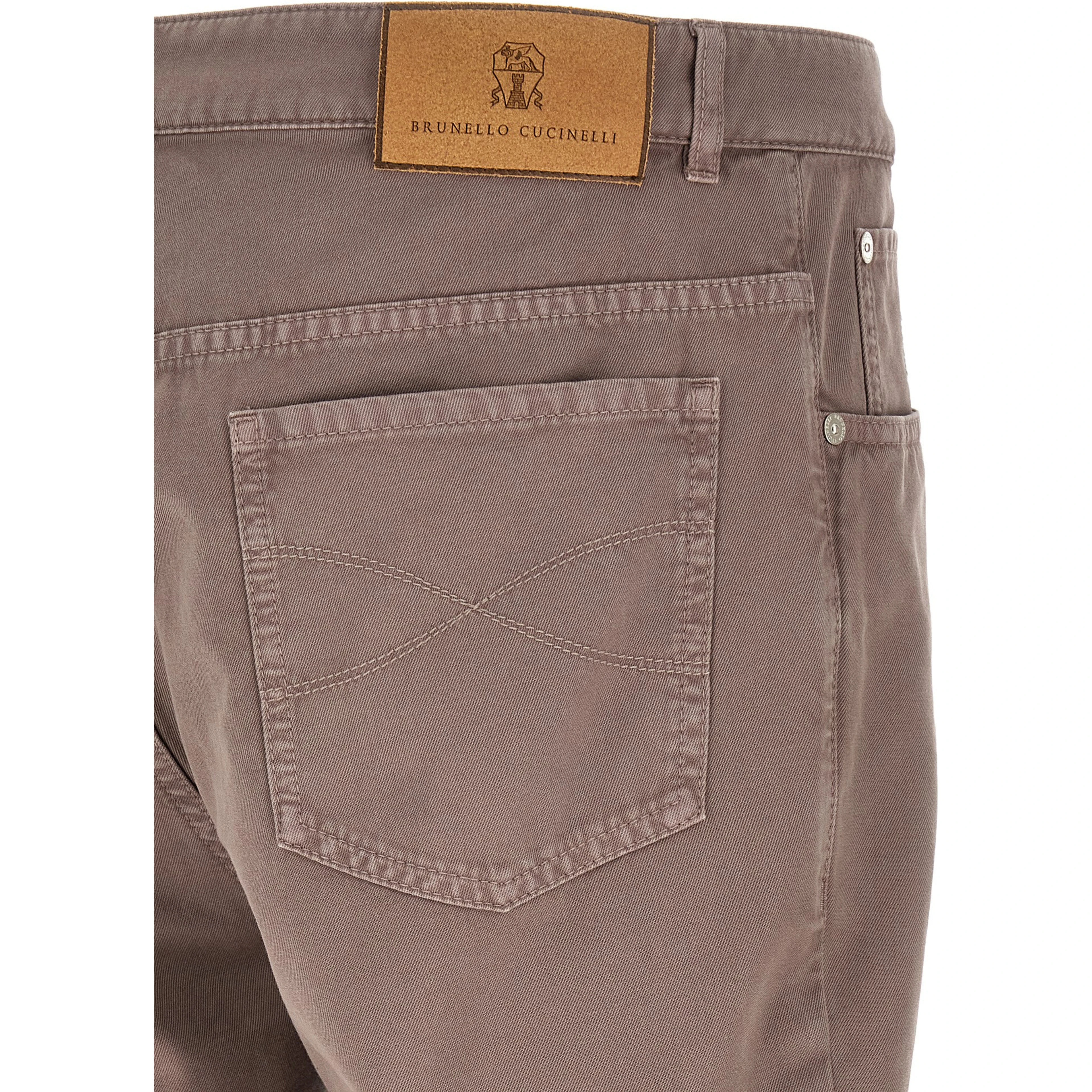 Brown Cotton Casual Pants