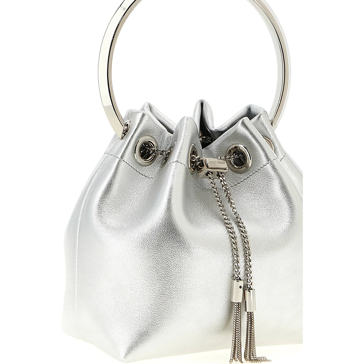 Silver Lamb Leather Handbag