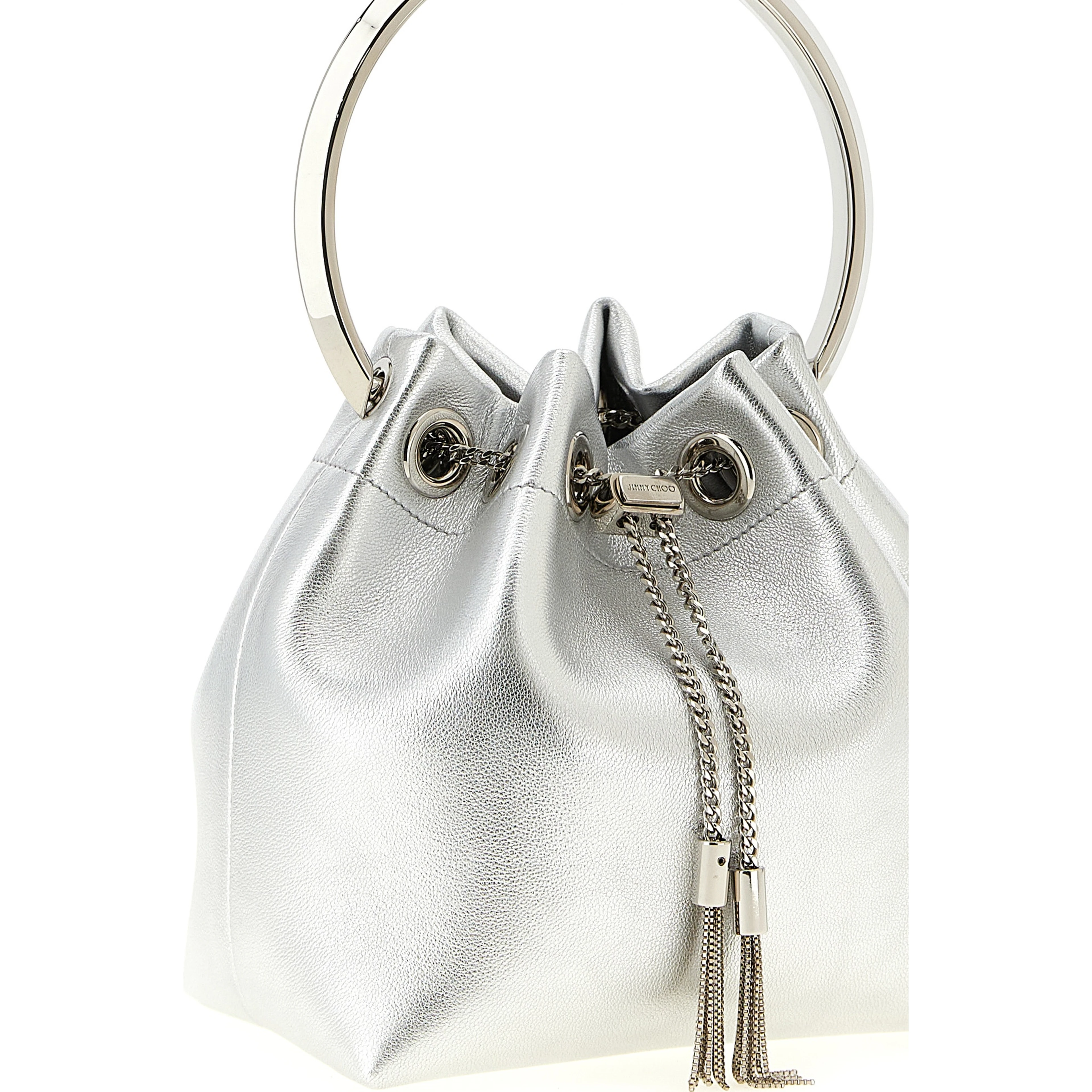 Silver Lamb Leather Handbag