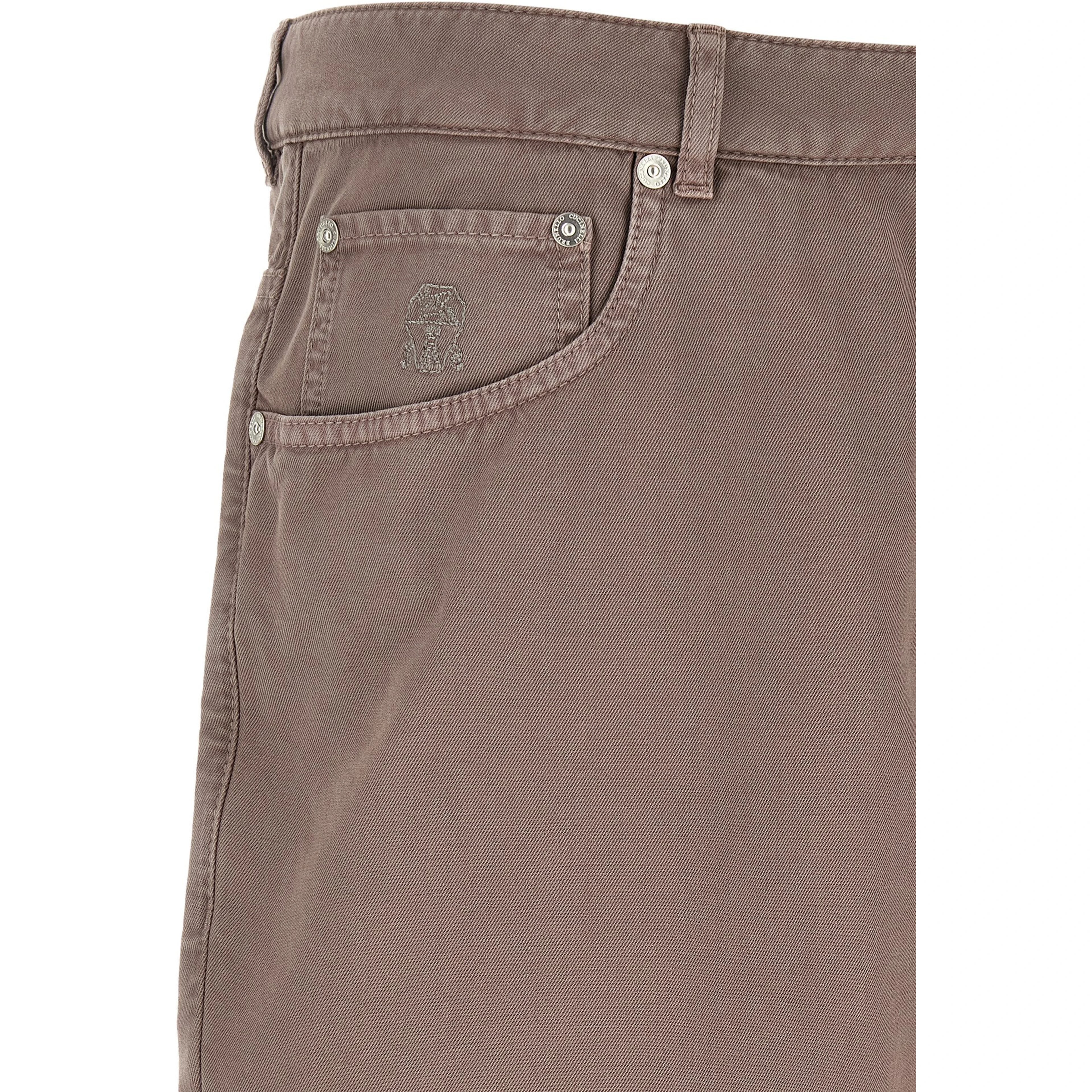 Brown Cotton Casual Pants