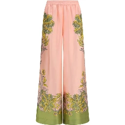 Multicolor Silk Casual Pants