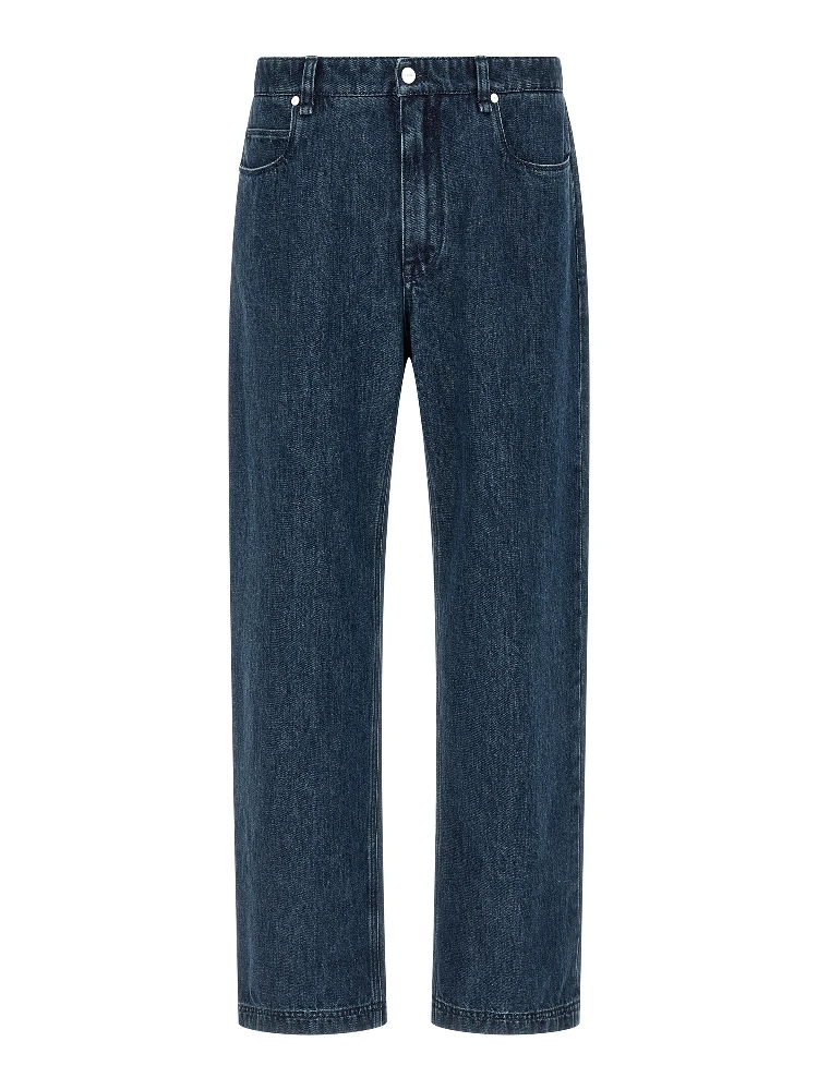 Blue Cotton Flared Jeans