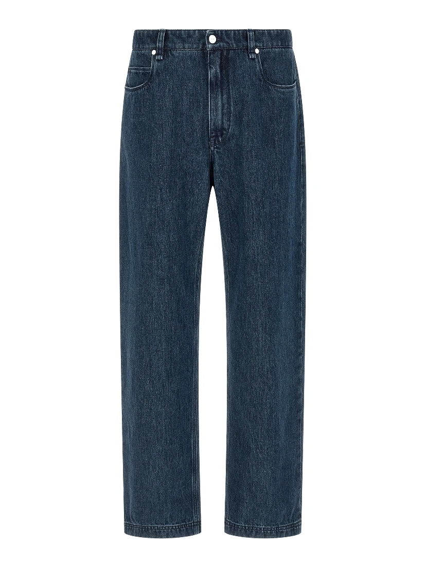 Blue Cotton Flared Jeans