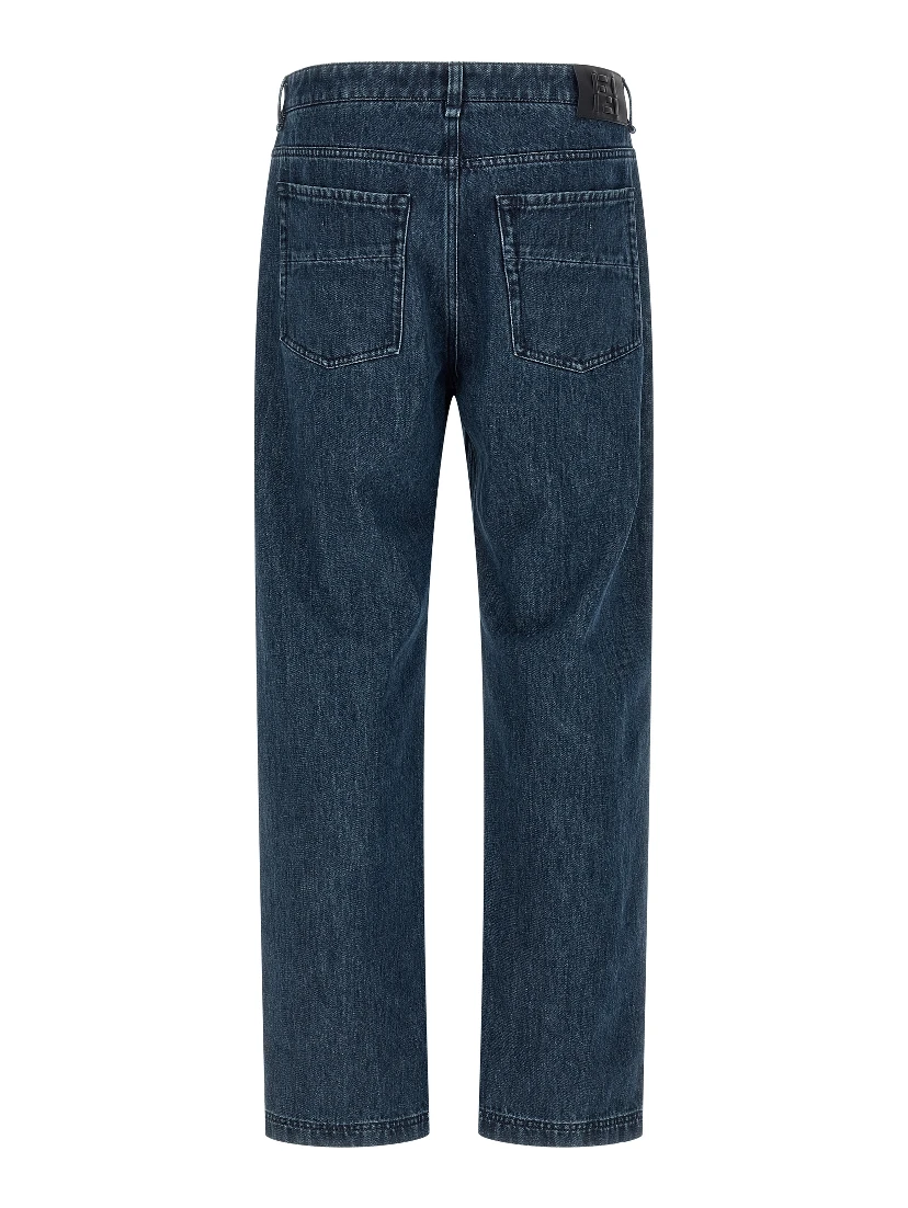 Blue Cotton Flared Jeans