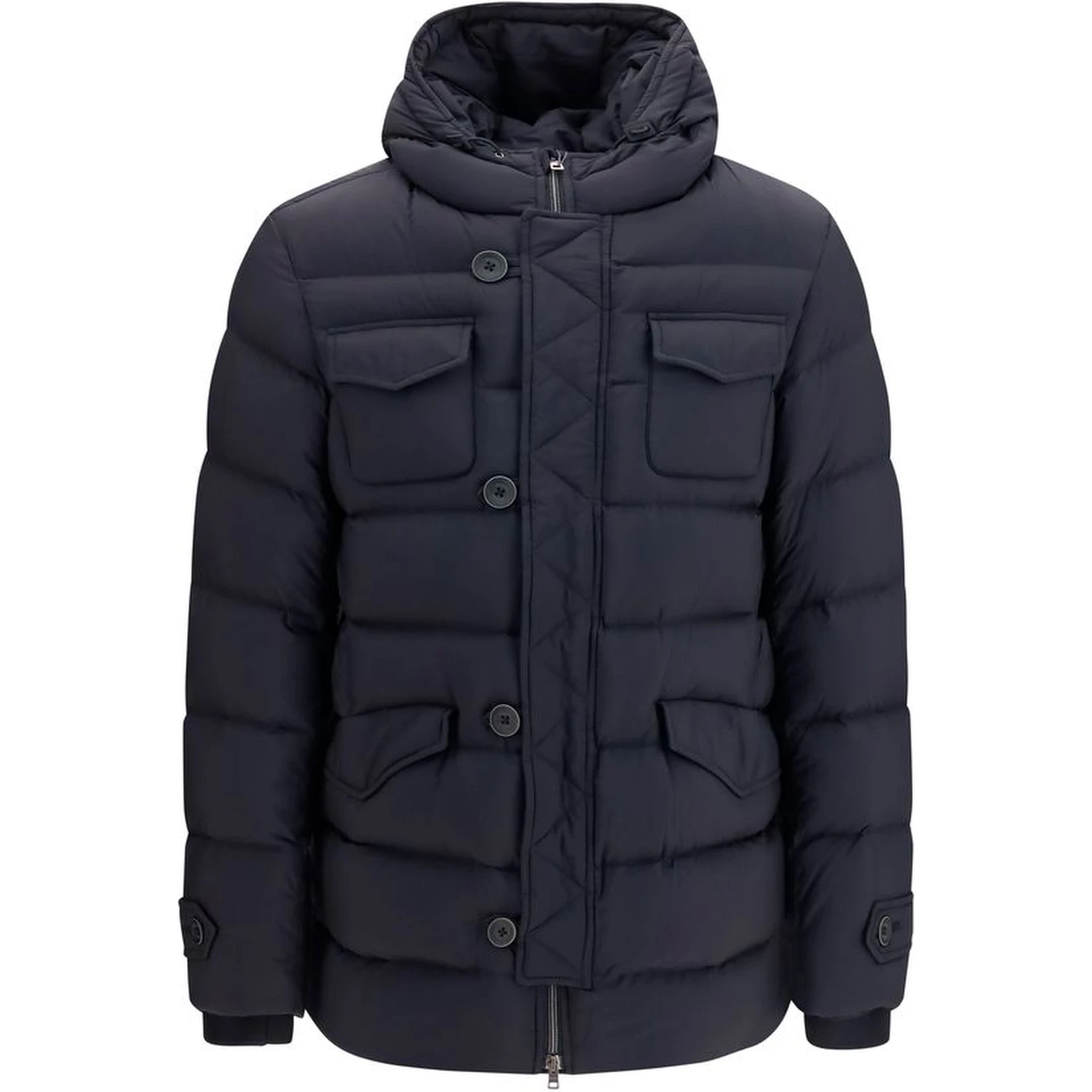 Black Polyester Full-Length Jacket