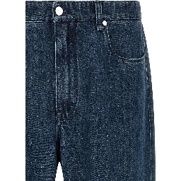 Blue Cotton Flared Jeans