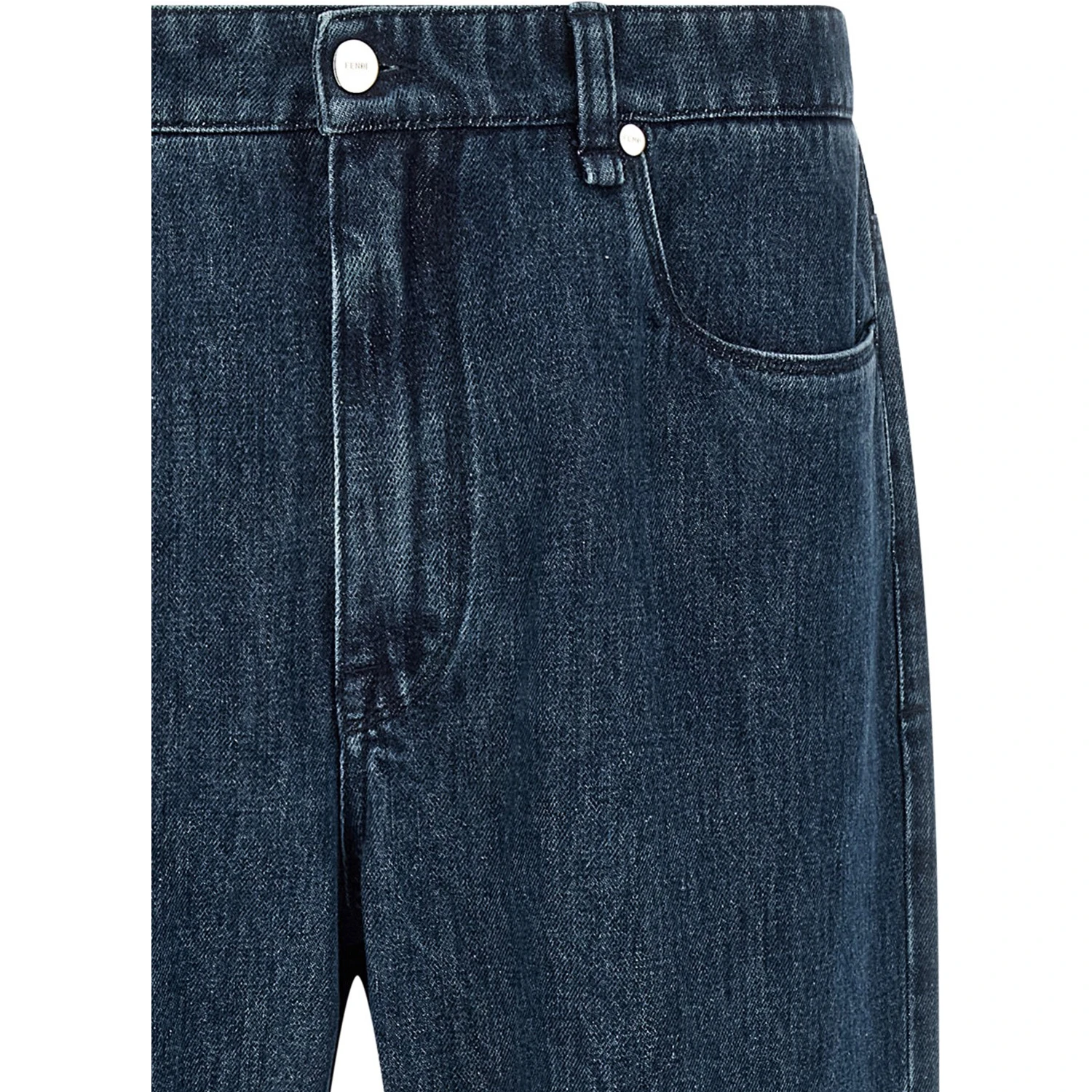 Blue Cotton Flared Jeans