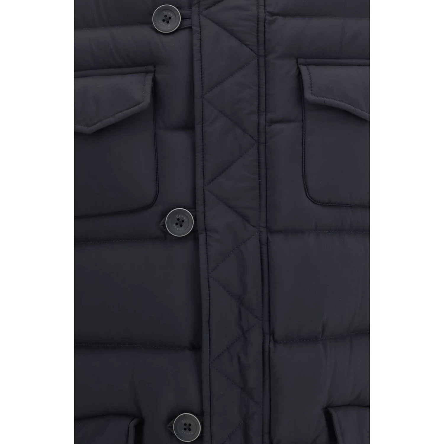 Black Polyester Full-Length Jacket