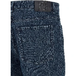 Blue Cotton Flared Jeans