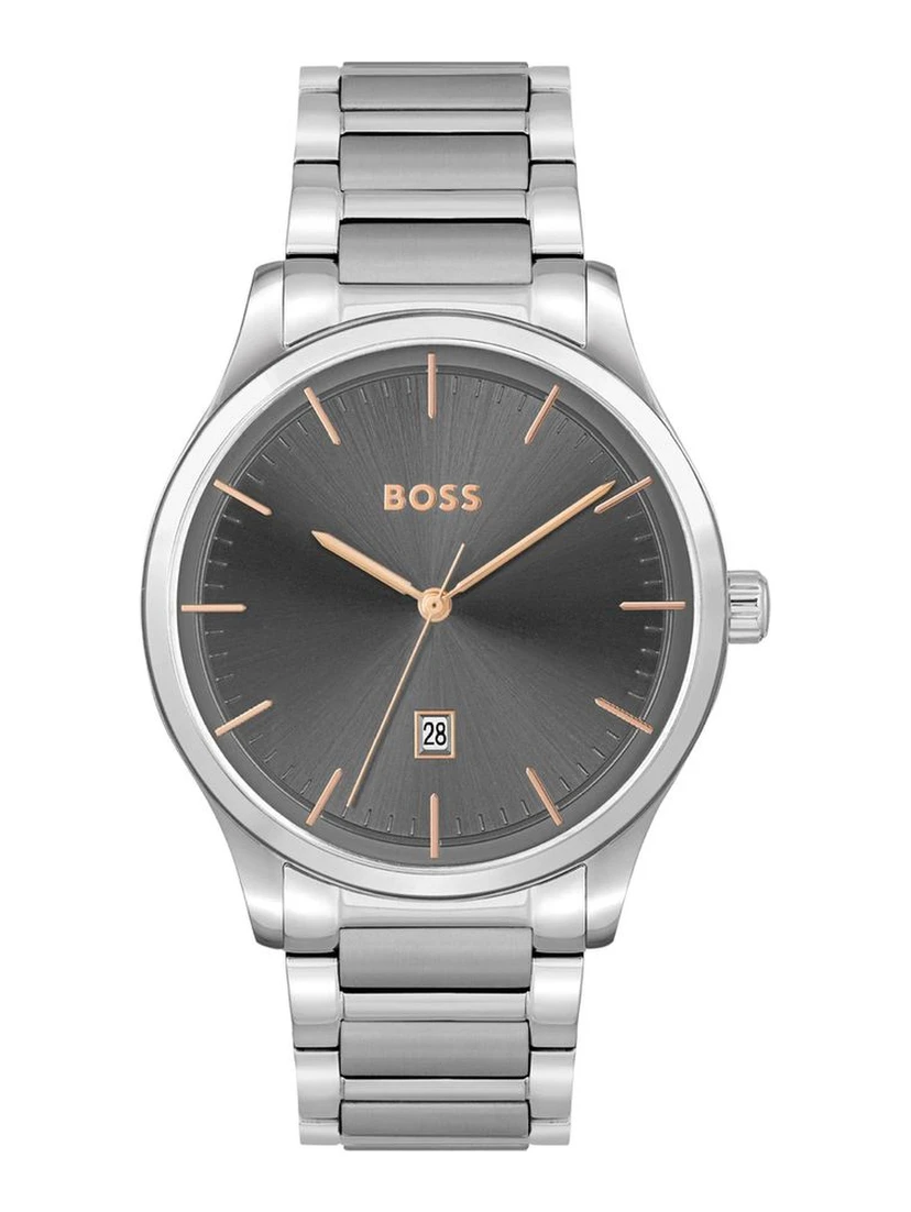 Gray Stainless Steel Dress Watch