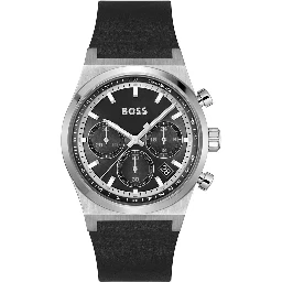 Gray Leather Dress Watch