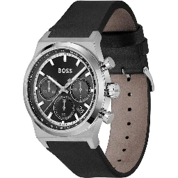 Gray Leather Dress Watch