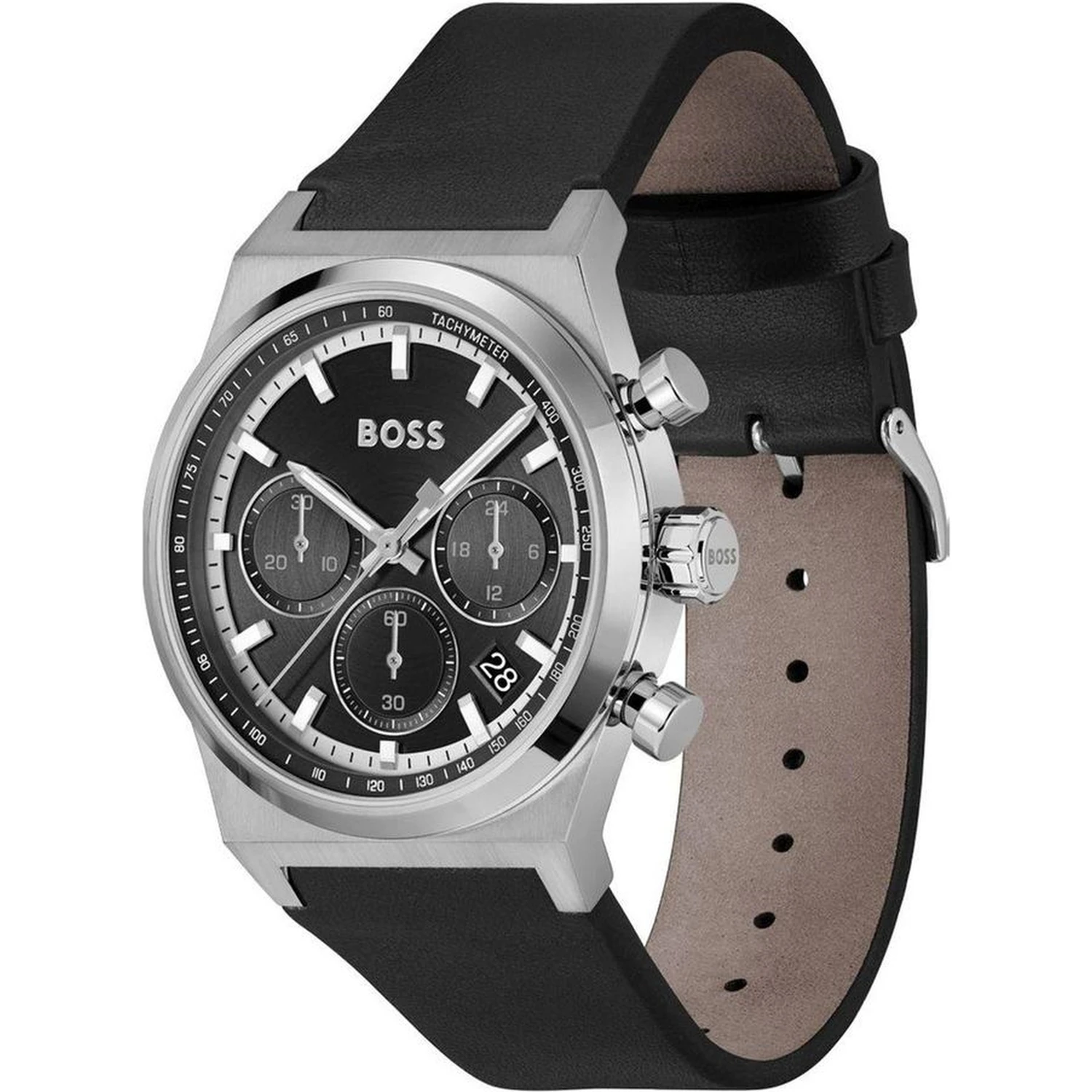 Gray Leather Dress Watch
