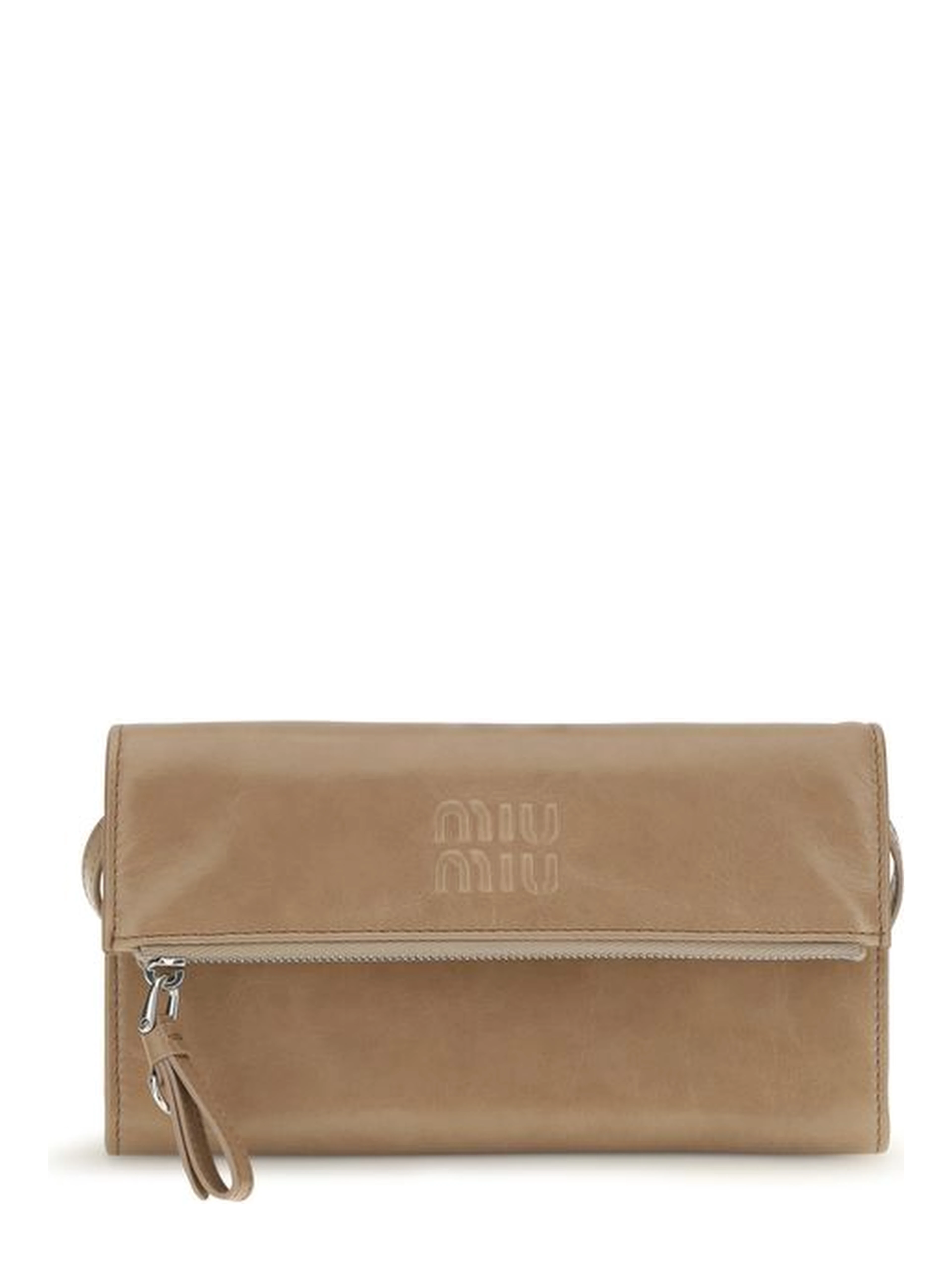 Beige Calf Leather Bos Taurus Wallet