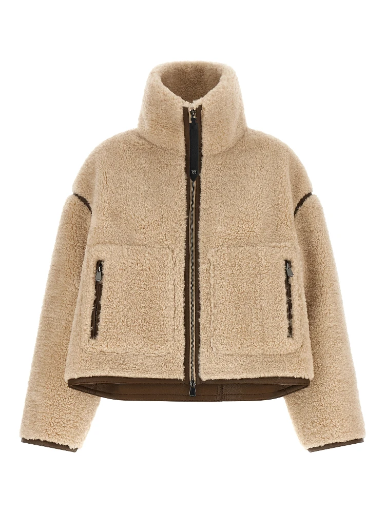Beige Polyester Full-Length Jacket