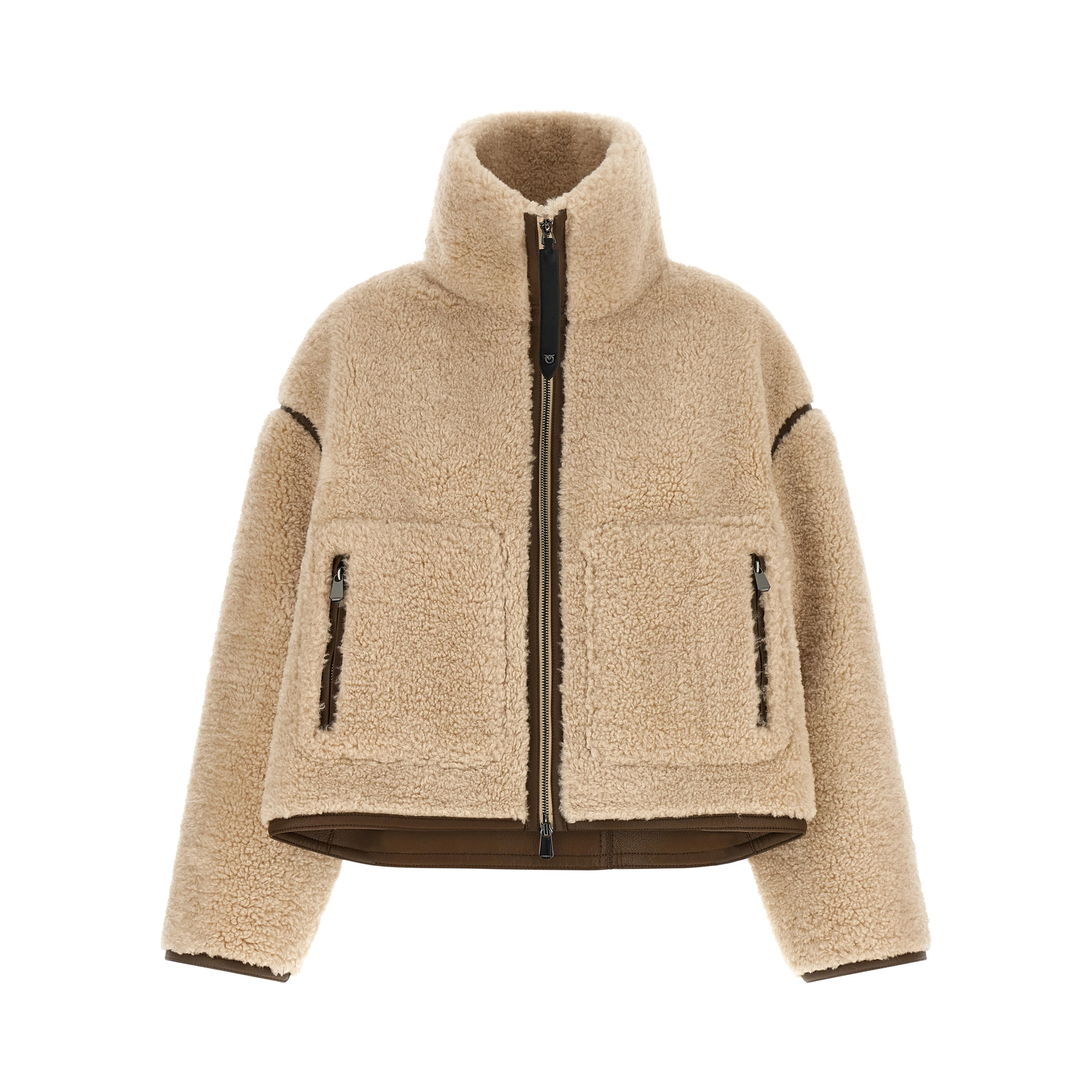 Beige Polyester Full-Length Jacket