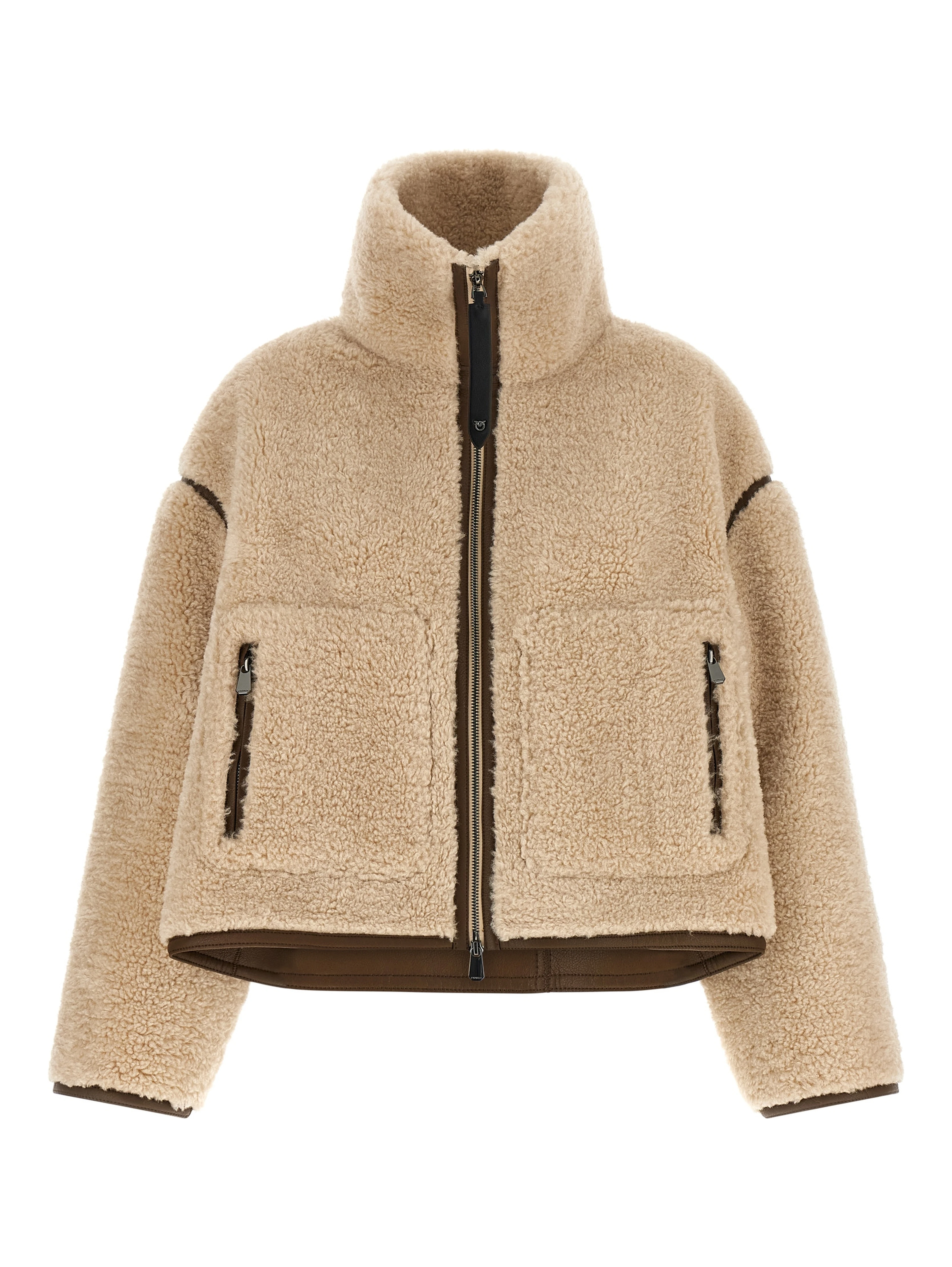 Beige Polyester Full-Length Jacket