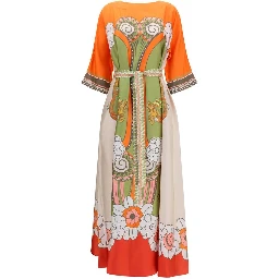Multicolor Silk Casual Dress