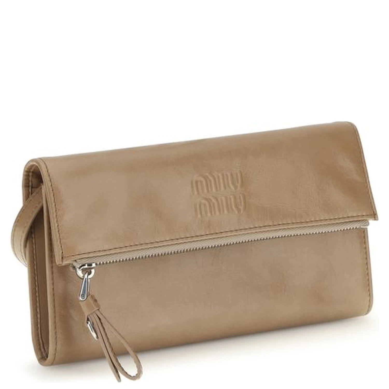 Beige Calf Leather Bos Taurus Wallet