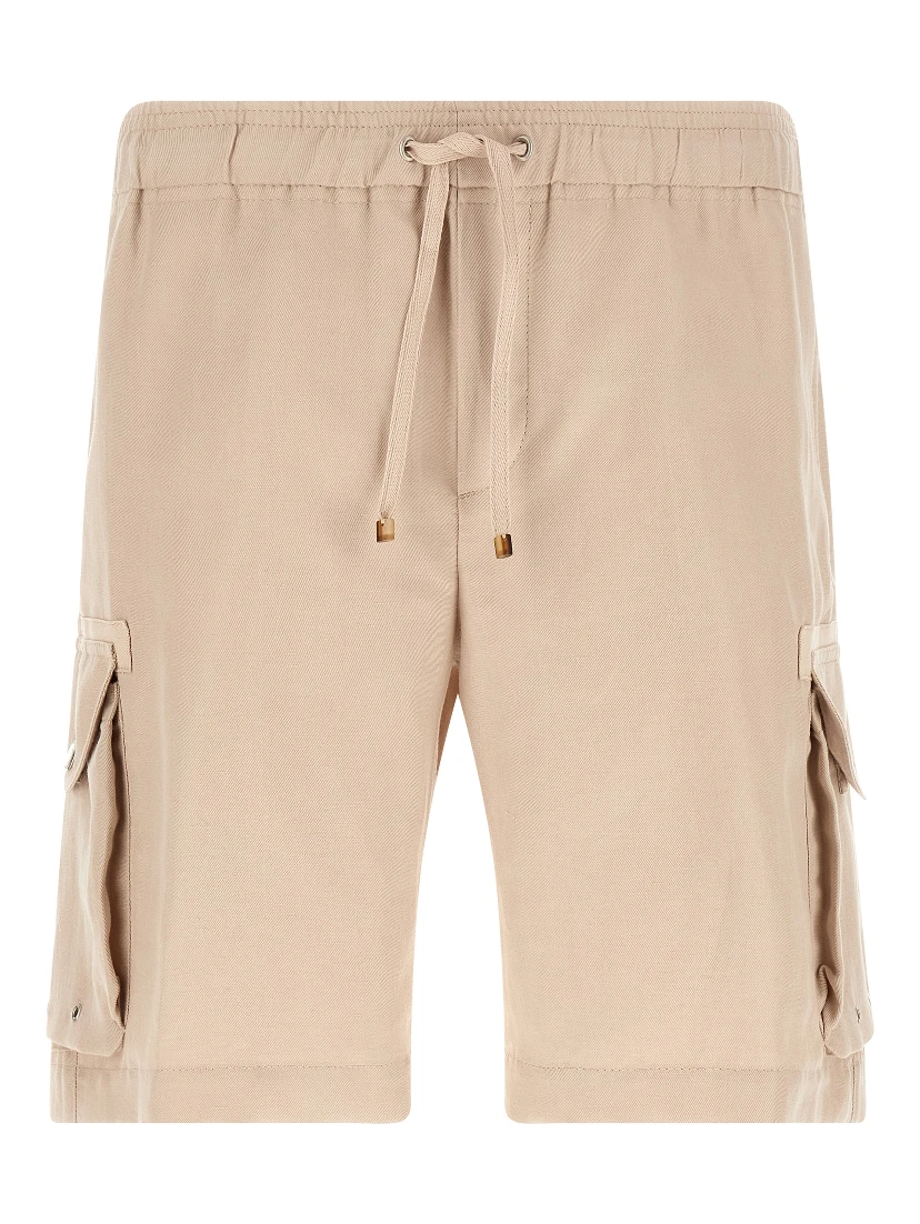 Beige Linen Bermuda Shorts