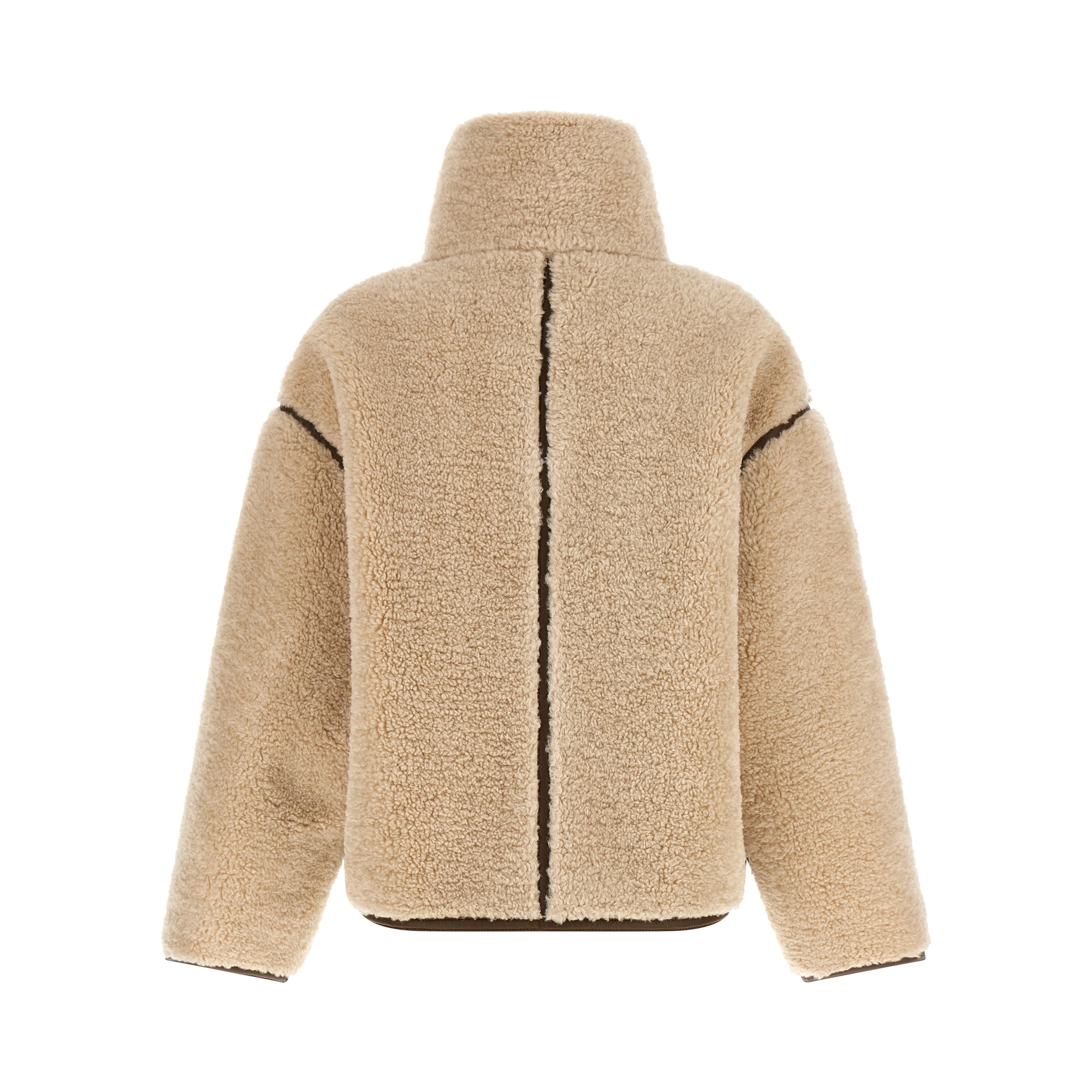 Beige Polyester Full-Length Jacket