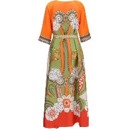 Multicolor Silk Casual Dress