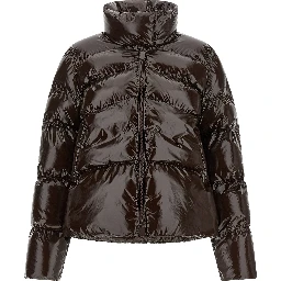 Brown Polyamide Full-Length Jacket