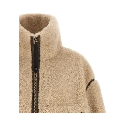 Beige Polyester Full-Length Jacket