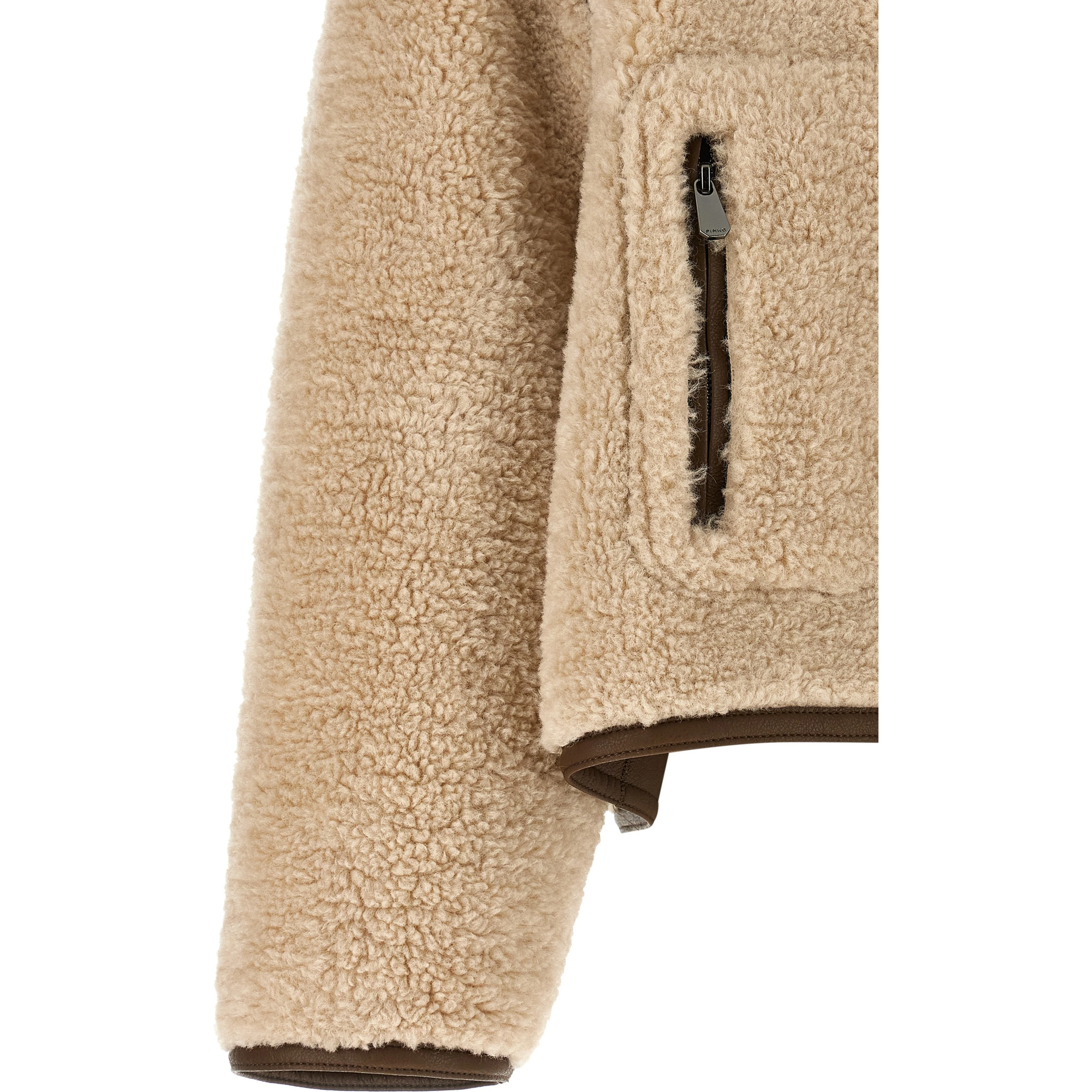 Beige Polyester Full-Length Jacket