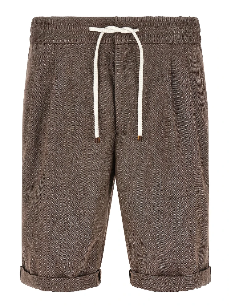 Brown Linen Bermuda Shorts