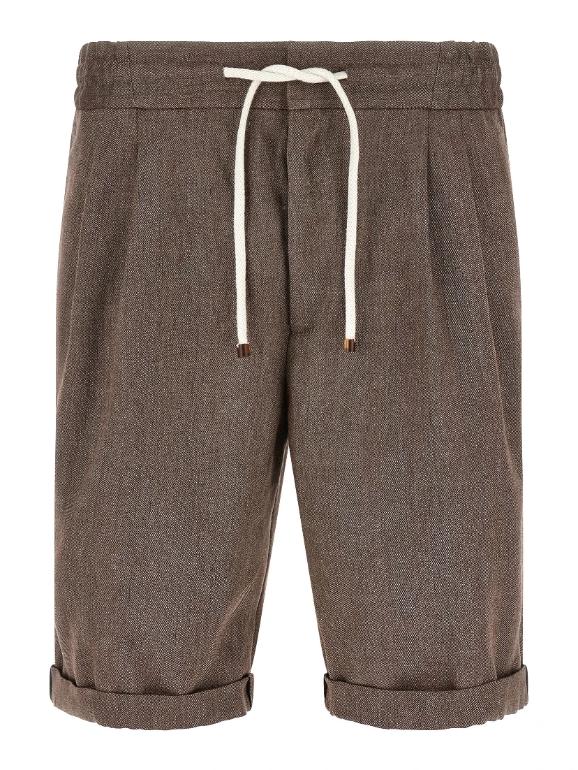 Brown Linen Bermuda Shorts