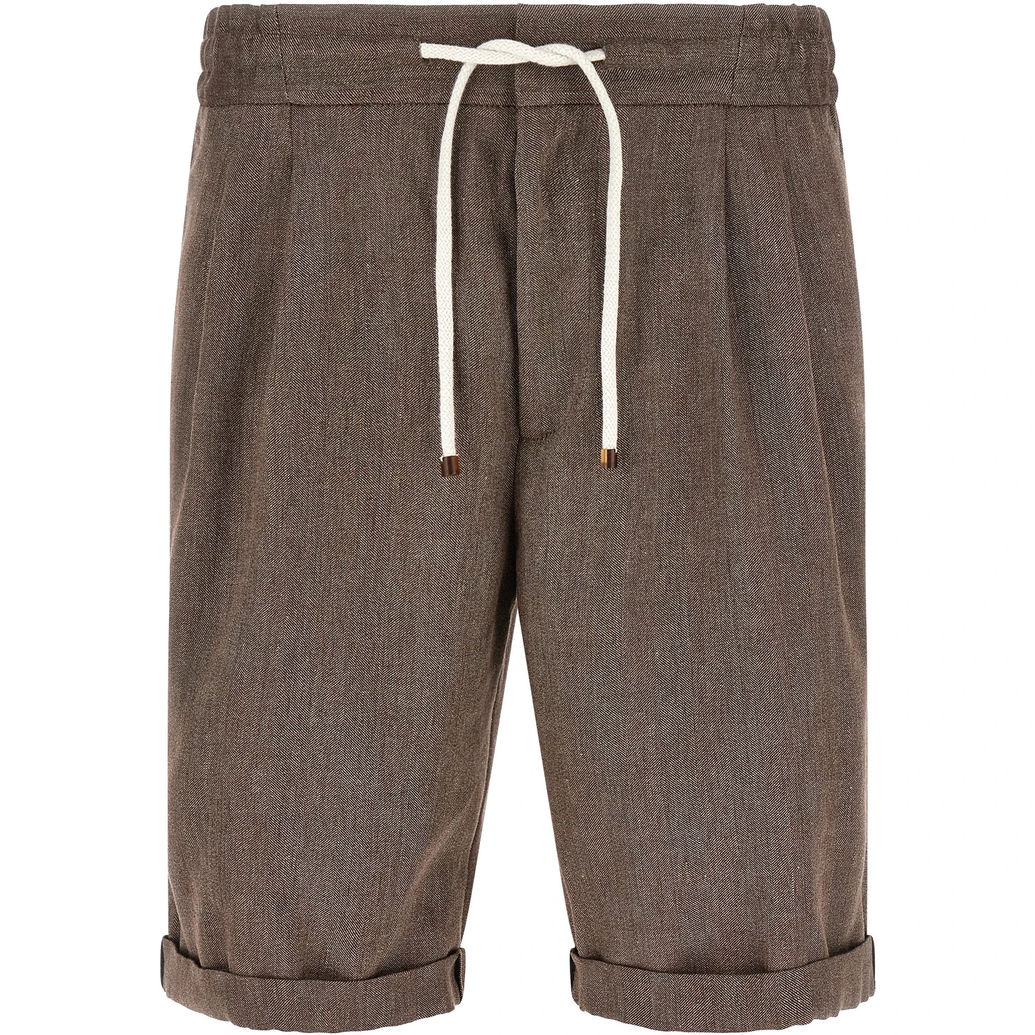 Brown Linen Bermuda Shorts