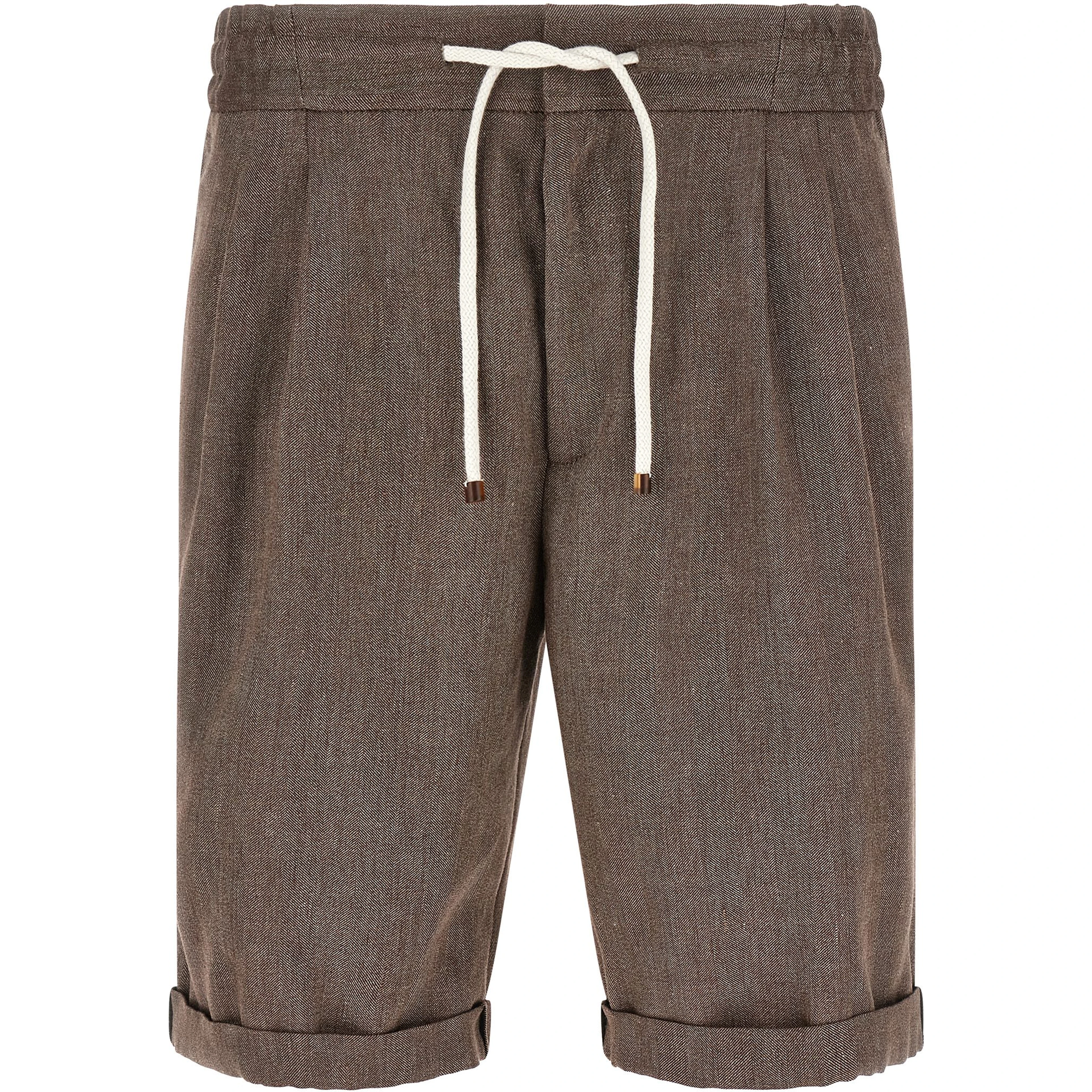 Brown Linen Bermuda Shorts