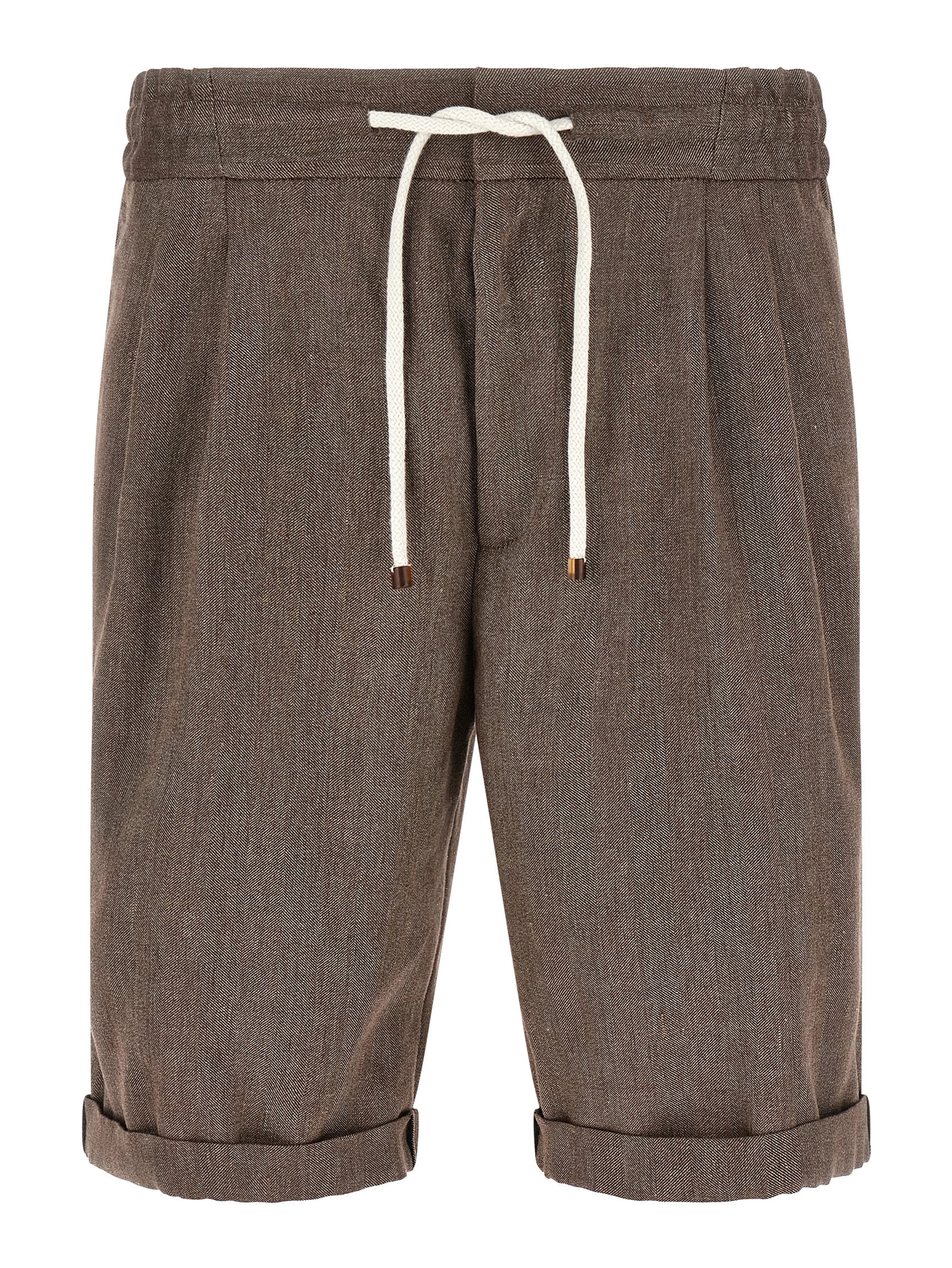 Brown Linen Bermuda Shorts
