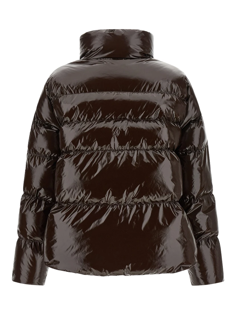 Brown Polyamide Full-Length Jacket