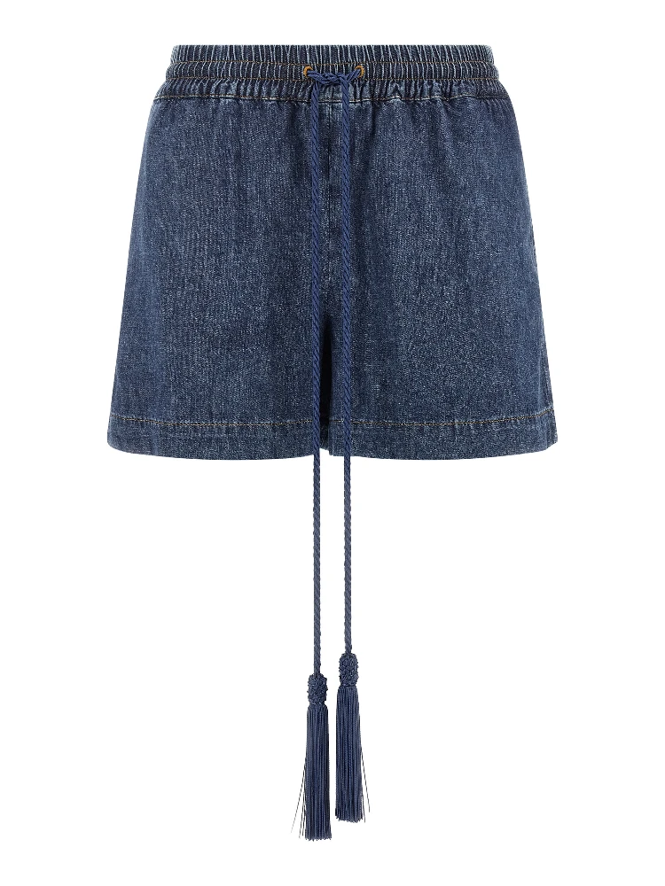Blue Cotton Bermuda Shorts
