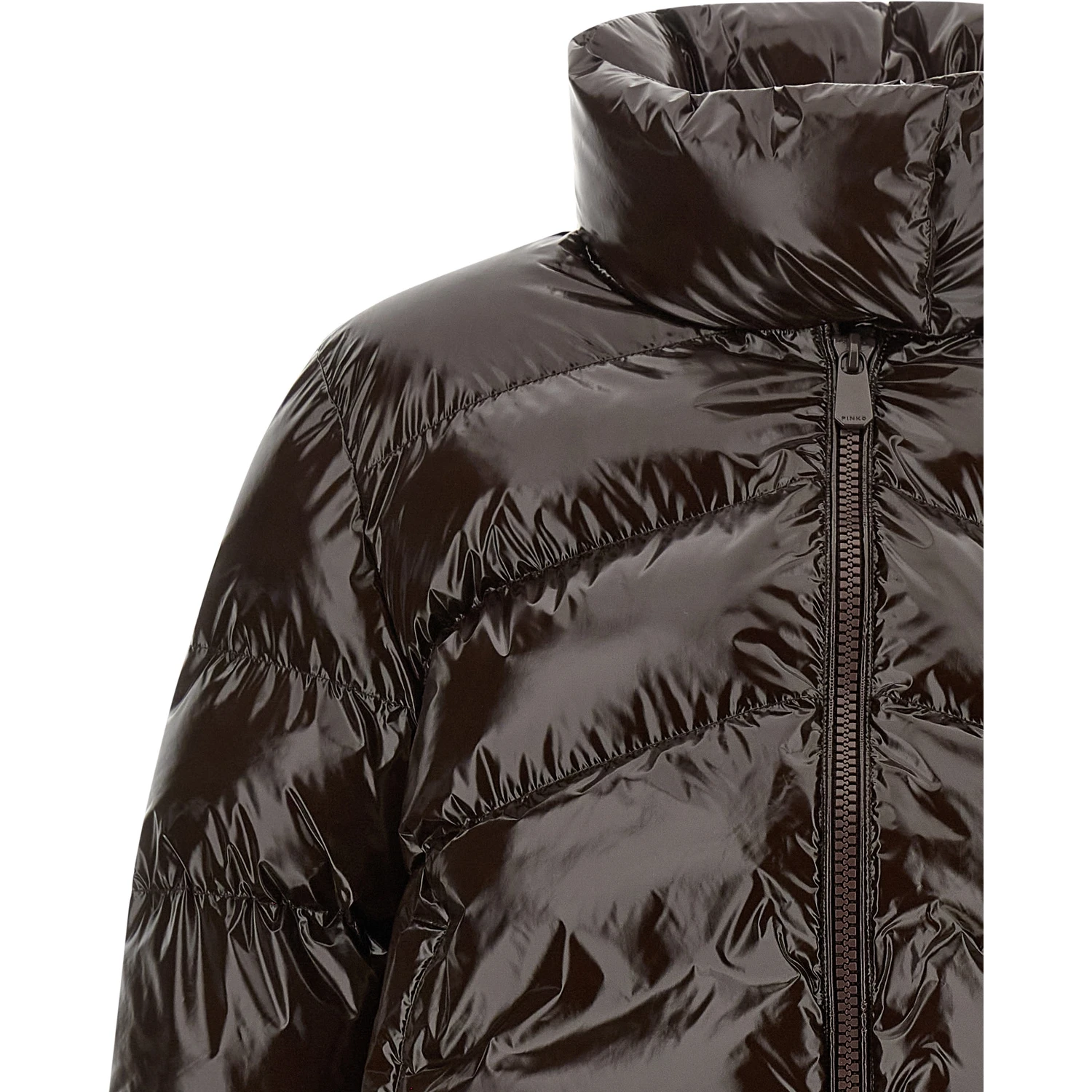 Brown Polyamide Full-Length Jacket
