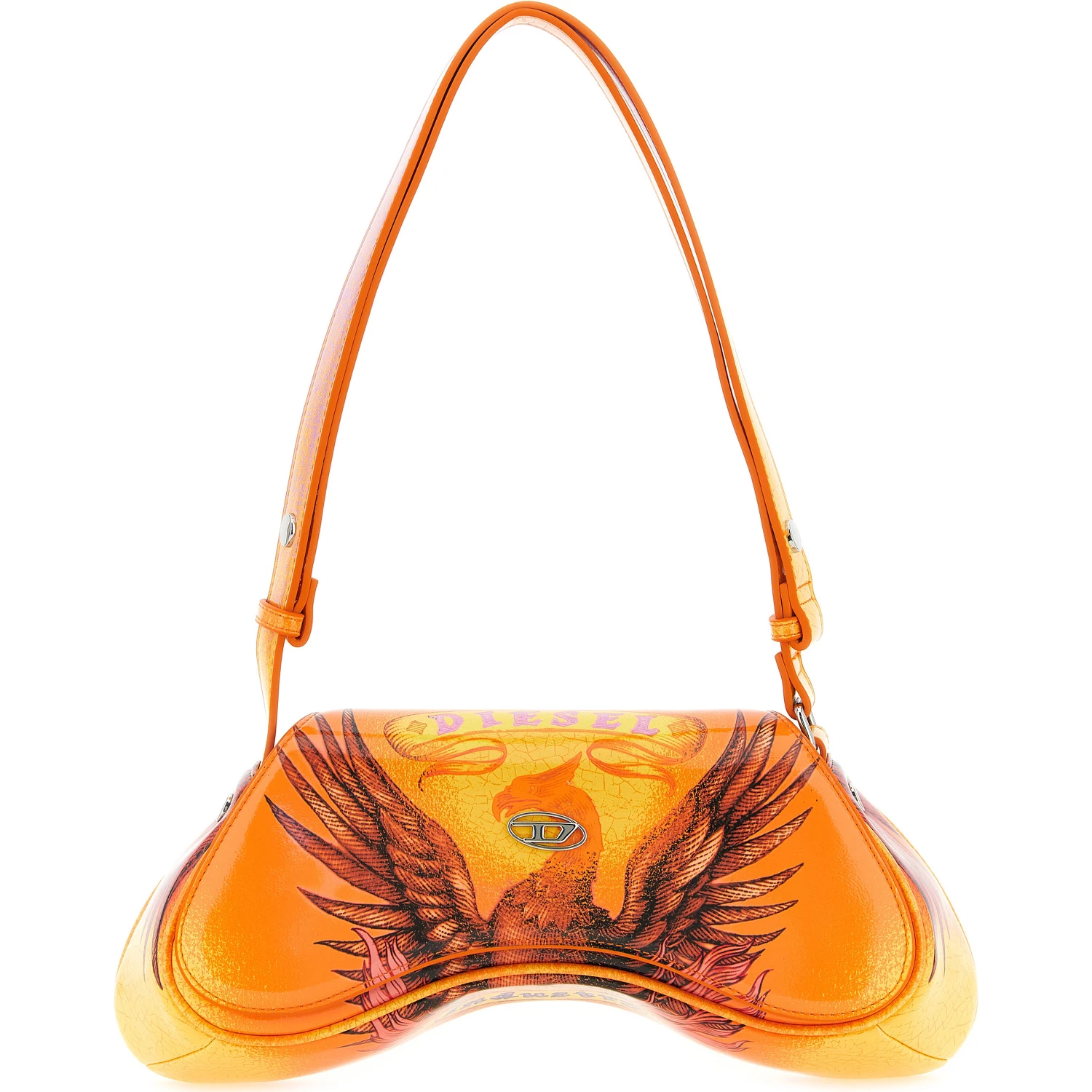 Orange Polyethylene Crossbody Bag