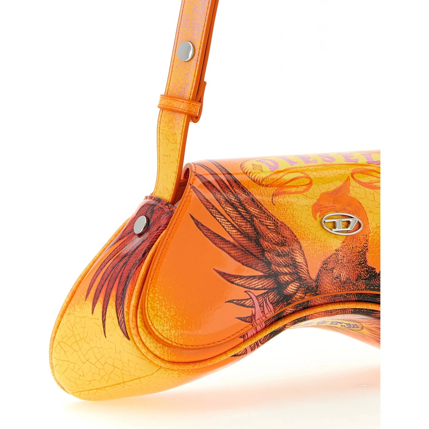 Orange Polyethylene Crossbody Bag