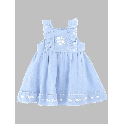 Vestito in misto lino con bretelle arricciate