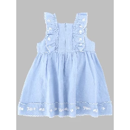 Vestito in misto lino con bretelle arricciate