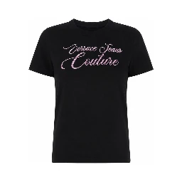 T-SHIRT WITH LOGO AND RHINESTONES