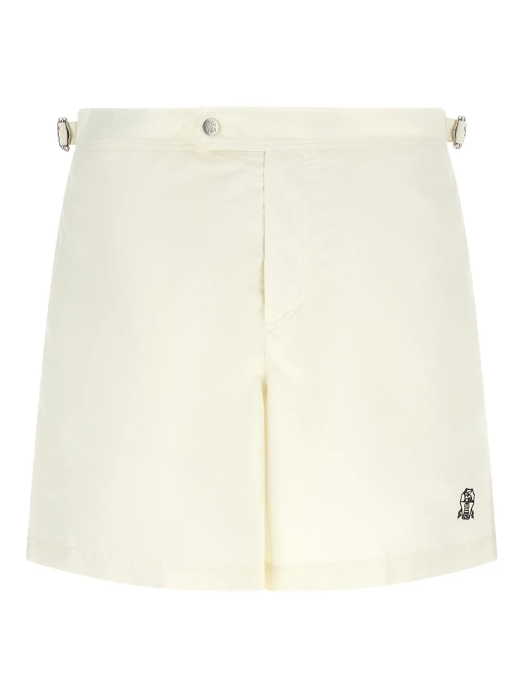 Beige Polyester Swim Shorts