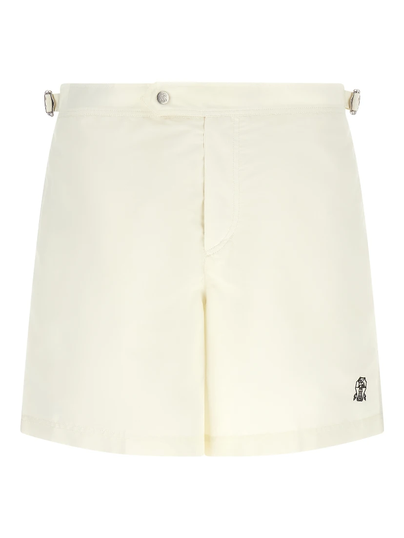 Beige Polyester Swim Shorts