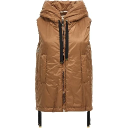 Brown Polyester Sleeveless Jacket