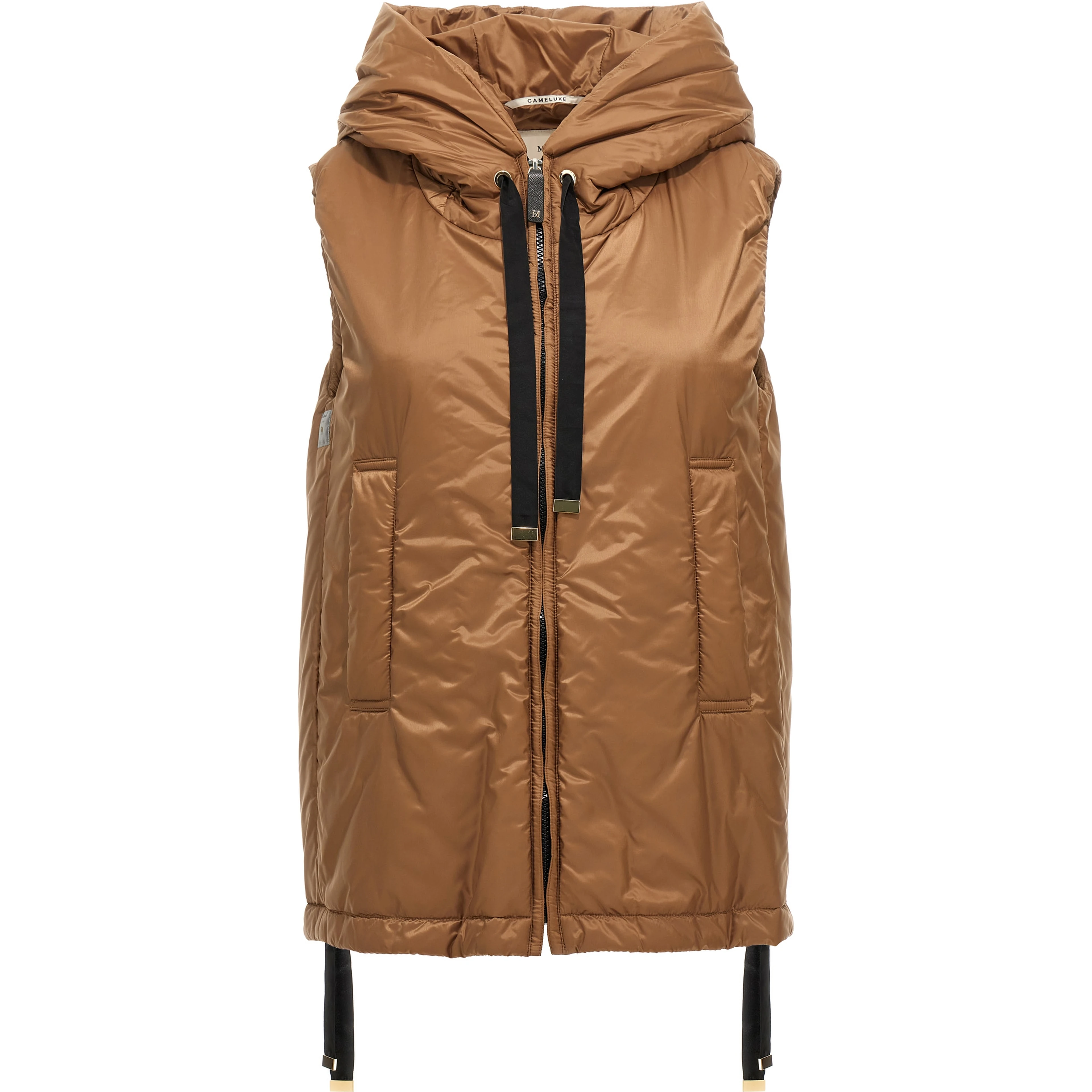 Brown Polyester Sleeveless Jacket