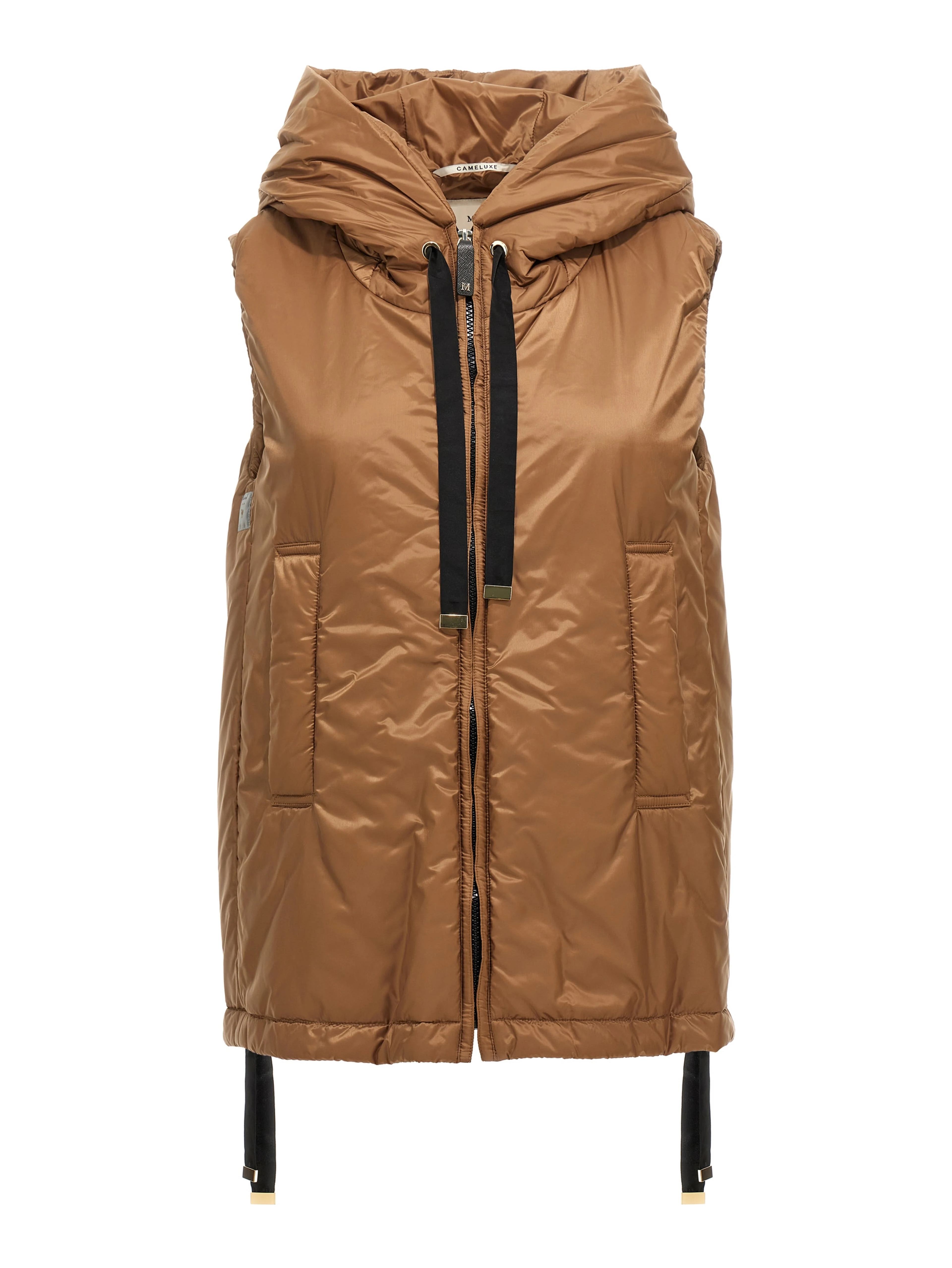 Brown Polyester Sleeveless Jacket