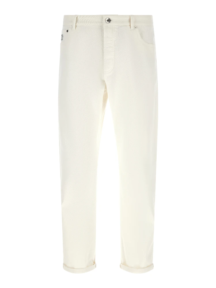 White Cotton Cropped Jeans