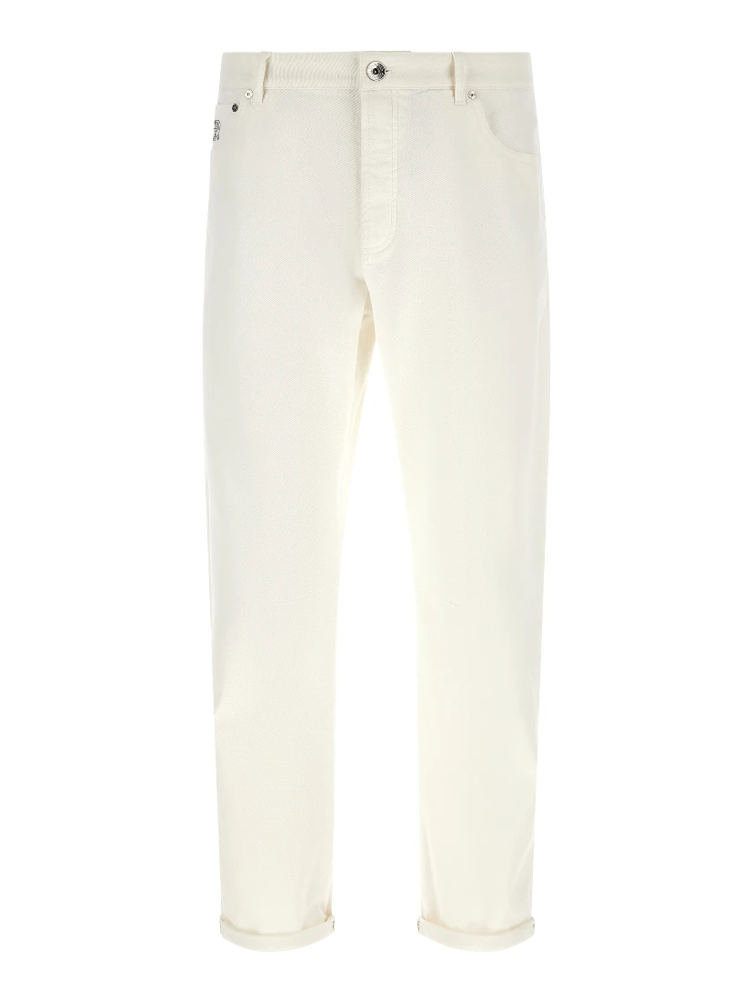 White Cotton Cropped Jeans