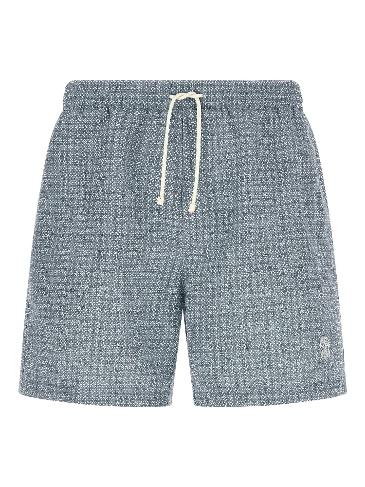 Blue Polyester Swim Shorts